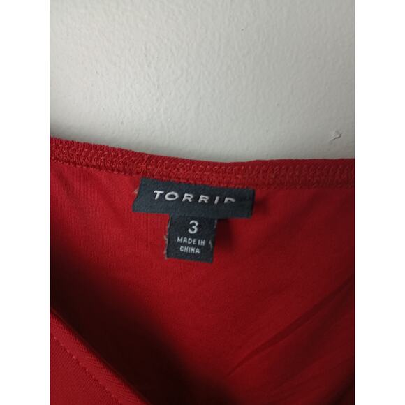 Torrid Women's Blouse Red Babydoll Smocked Mesh Long sleeve Romantic 3X - Picture 3 of 4